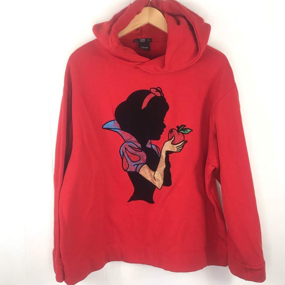 DISNEY X ZARA Snow White red glitter hoodie L